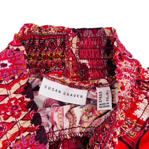 Susan Graver Womens XL Patchwork Print Long Sleeve Top - Picture 2 of 6